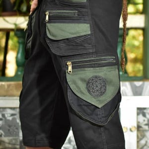 Tribal Goa Psytrance shorts - Streetwear - Mens Goa Pants - hippy clothing - Psy wear - Festival Clothing - Psychedelic pants Psy  Clothing