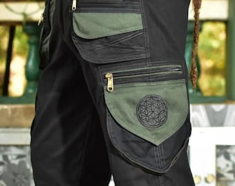 Tribal Goa Psytrance shorts - Streetwear - Mens Goa Pants - hippy clothing - Psy wear - Festival Clothing - Psychedelic pants Psy  Clothing