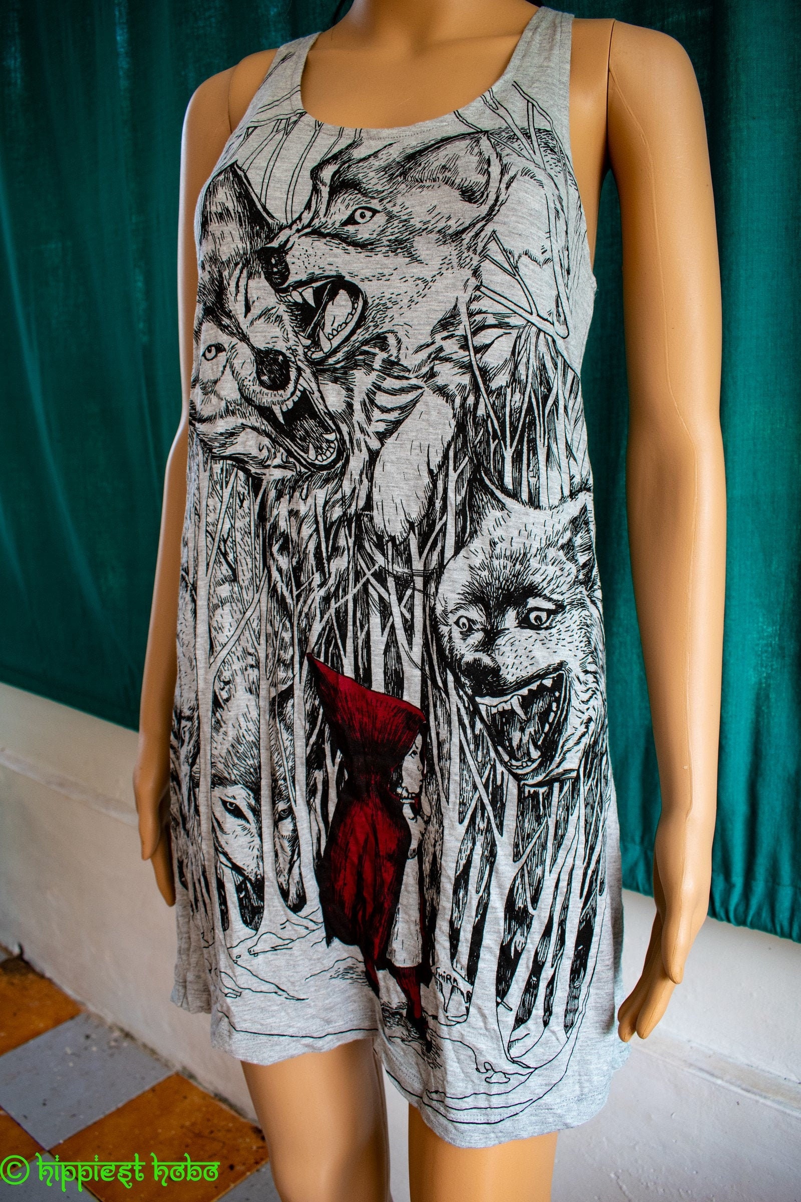 Image of Boho Vintage Retro Unique Red Hood Print Festival Fashion Summer Mini Dresses/Tunic Long Vest Top Blouse