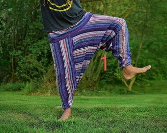 Unisexe Stripey Festival Alibaba Harem Pantalon / Drop Crotch Yoga Pantalon