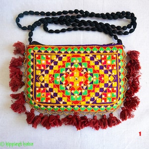 Beautiful Embroidered Indian Hippie Handbags, clutch bags, purses with tassles