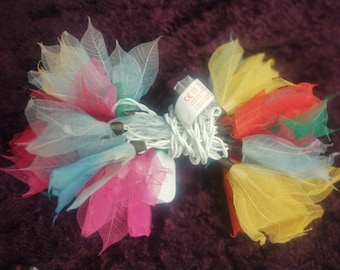 Hermosas luces de hojas hippies, luces de hadas de bosque encantado, luces de cadena