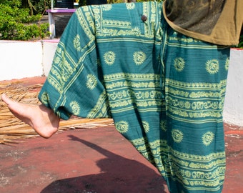 Unisex Thai Om Print Alibaba Harem Yoga Trousers/Pants Festival Hippy Bohemian Yoga Om Print Travel Clothing