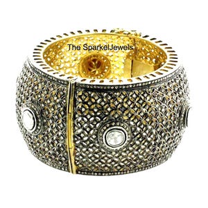 Diamond Bangle Jewelry 925 Sterling Silver Natural Rosecut Diamond Natural Uncut Diamond Polki Victorian Vintage Bangle Jewelry