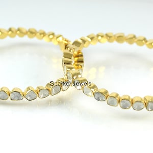 Bangle Jewelry Natural Uncut Diamond Polki 925 Sterling Silver Victorian 2 Bangles Set Jewelry