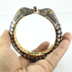 Figure Bangle Natural Rosecut Diamond Natural Diamond Polki 925 Sterling Silver Diamond Figure Bangle Bracelet Jewelry
