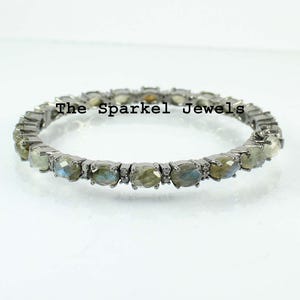Bangle Natural Rosecut Diamond Moonstone 925 Sterling Silver Diamond Bangle Bracelet Jewelry