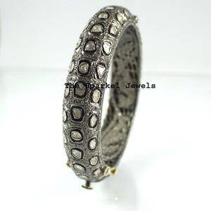 Bangle Natural Rosecut Diamond Natural Diamond Polki 925 Sterling Silver Diamond Bangle Bracelet Jewelry