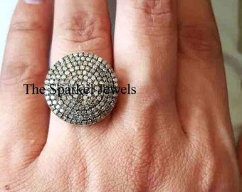 Handmade Rose Cut Diamond Ring, Sterling Silver Victorian Jewelry