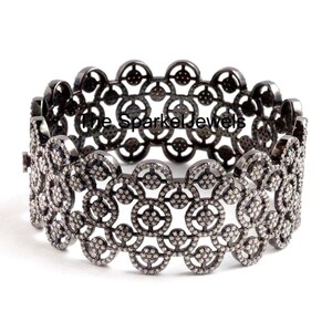 Victorian Diamond Bangle Jewelry 925 Sterling Silver Natural Rosecut Diamond Vintage Bangle Jewelry