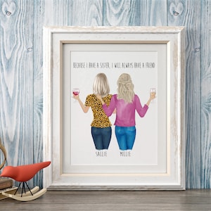 Personalized Gift. Personalized Sister Print, Sisters, Sisters Print, Sister Gift, Sister Birthday Gift,  8x10 Personalized Sister Print