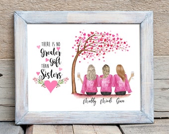 Sisters Print, Personalized Print, Personalized Gift, Personalized Sister Print, Sister Gift, Sister Birthday Gift,
