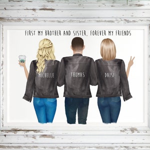 Impresión personalizada de hermano y hermana: Regalo personalizado para hermanos (descarga digital)
