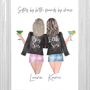 Personalized Sister Print, Sisters, Sisters Print, Sister Gift, Sister Birthday Gift,  Big Sis Little Sis Print, 8x10 Print