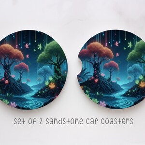 Car Coaster, Forest Car Coaster, Fairy Garden, Magical Car Coasters, Sandstone Car Coaster, Birthday Gift, Mother's Day Gift,
