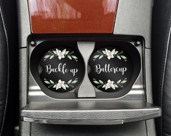 Suck it up Buttercup car coasters set of 2 Funny Car accessories 