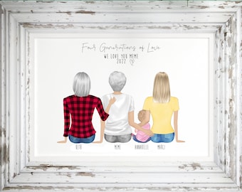 Four Generations Personalized Print, Five Generations, Family Print, Personalized Family Print, 8x10" Family Print