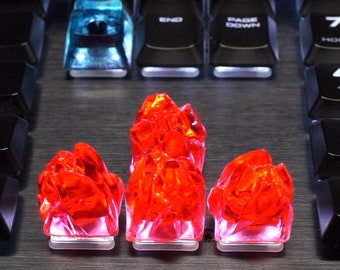 Red Crystal Peak 1 Artisan Keycap | Final Fantasy Crystals Mountain Keycaps | Tiny Limited Sculpture Collectible Small Batch Resin