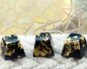 Black & Gold Flake 1 Artisan Keycap | SA Row 4 Lustrous Keycaps | Tiny Collectible Small Batch Resin | Mechanical Caps