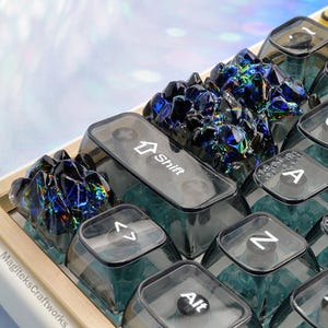 TAB CAPS CTRL Dark Holo Crystal Peak Artisan Keycaps || 1 One Handmade Collectible Custom Keycap Control