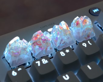 Holo Crystal Peaks 1 Artisan Keycap | Final Fantasy Crystals Mountain Keycaps | Tiny Limited Sculpture Collectible | Small Batch Resin