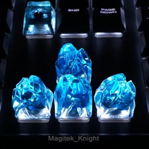 Blue Crystal Peaks 1 Artisan Keycap | Final Fantasy Crystals Mountain Keycaps | Tiny Limited Sculpture Collectible | Small Batch Resin