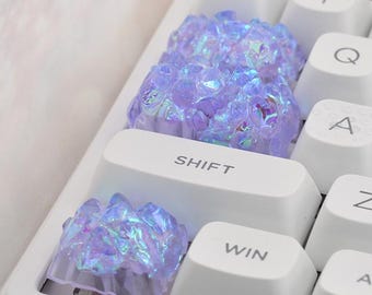 Teclas artesanales Holo Light Purple Crystal Peak: 1 tecla personalizada coleccionable hecha a mano // TAB CAPS CTRL Control