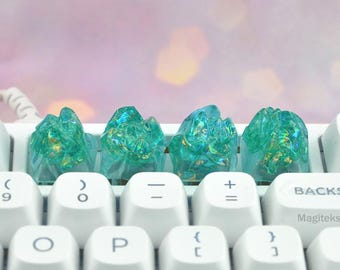 Una tecla artesanal Green Holo Crystal Peak: 1 tecla coleccionable hecha a mano de 1u