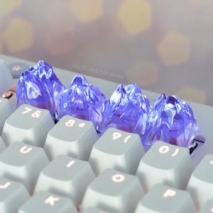 Purple Crystal Peaks 1 Artisan Keycap | Final Fantasy Crystals Amethyst Keycaps | Tiny Limited Sculpture Collectible | Small Batch Resin