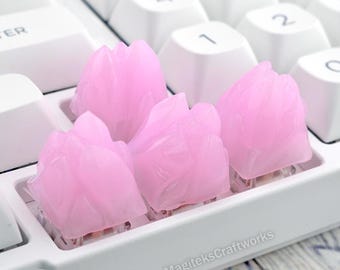 Una tecla artesanal Sakura Pink Crystal Peak: 1 tecla coleccionable hecha a mano de 1u