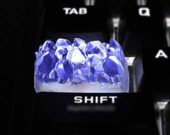 Tecla artesanal Amethyst CAPS: 1 tecla coleccionable de resina de cristal / Edición limitada hecha a mano a medida, no impresa en 3D