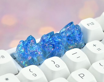 Una tecla artesanal Blue Holo Crystal Peak: 1 tecla coleccionable hecha a mano de 1u
