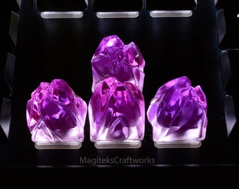 Berry Purple Crystal Peaks 1 Artisan Keycap | Final Fantasy Crystals Keycaps | Tiny Limited Sculpture Collectible | Small Batch Resin