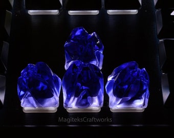 Very Dark Purple Crystal Peaks 1 Artisan Keycap | Final Fantasy Crystals Keycaps | Tiny Limited Sculpture Collectible | Small Batch Resin