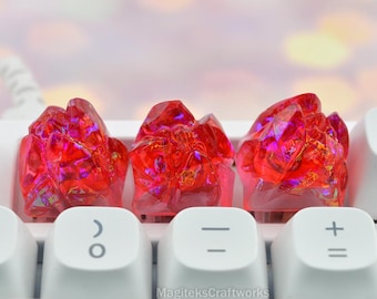 Una tecla artesanal Red Holo Crystal Peak: 1 tecla coleccionable hecha a mano de 1u