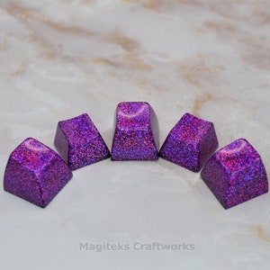 MARKDOWN | Cosmic Purple Glitter 1 Artisan Keycap | OEM SA Profile | R4 Row 4 | Keycaps Collectible Small Batch Resin | Holo Mechanical Caps