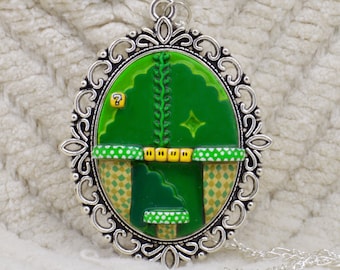 Super Mario World Donut Plains 2-3 Cameo Necklace Charm | Unique Stylish Nerdy Collectible Cosplay | Yoshi's Island | Christmas Nerd Gifts