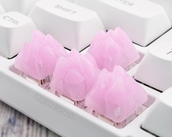 Tecla artesanal One Shorty Sakura Pink Crystal Peak / Teclas de resina Shorties / No impresa en 3D