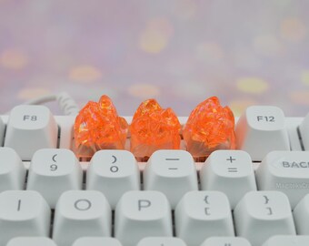 Una tecla artesanal Orange Holo Crystal Peak: 1 tecla coleccionable hecha a mano de 1u