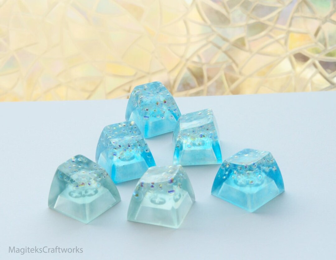 Blue Bubble Artisan Keycap || 1 Iridescent Resin Kecaps SA Row 4 - Etsy
