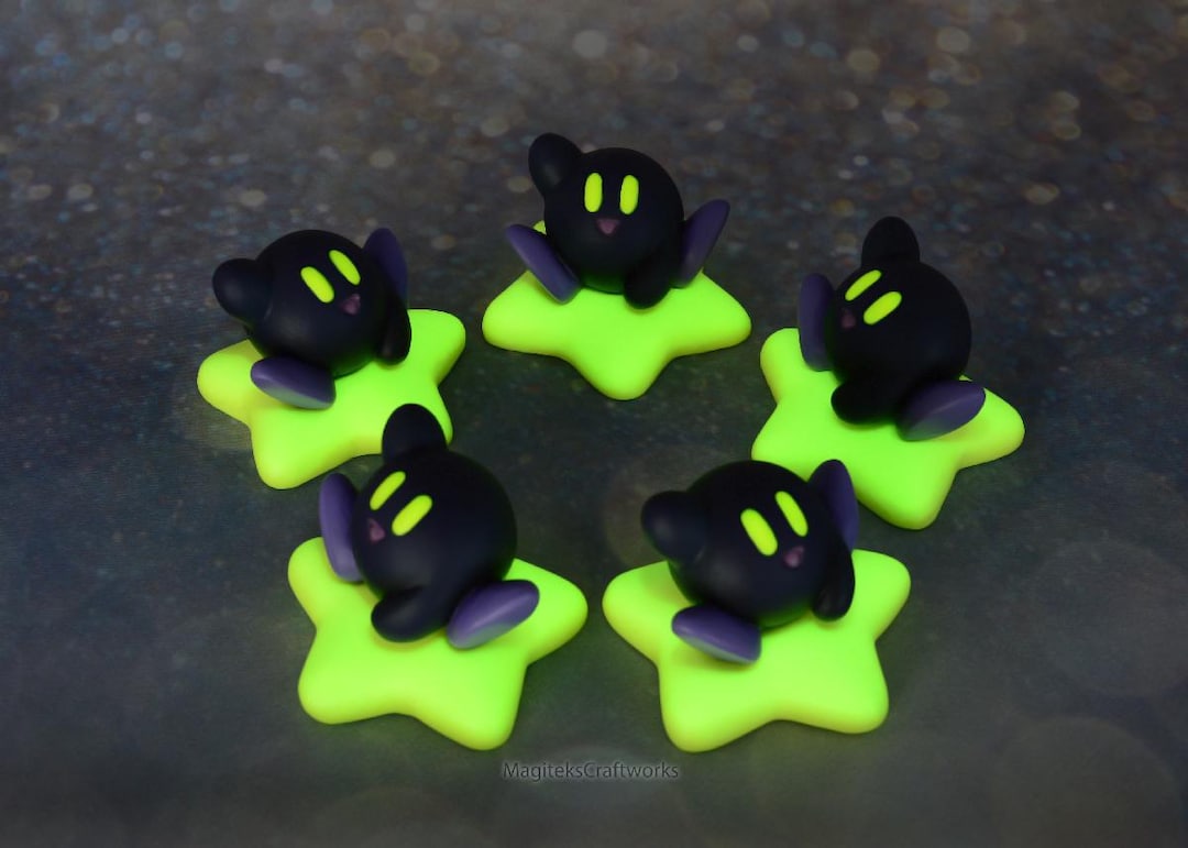 Dark Kirby Resin Figure: Glow in the Dark Star Base, Handmade Sculpture ...