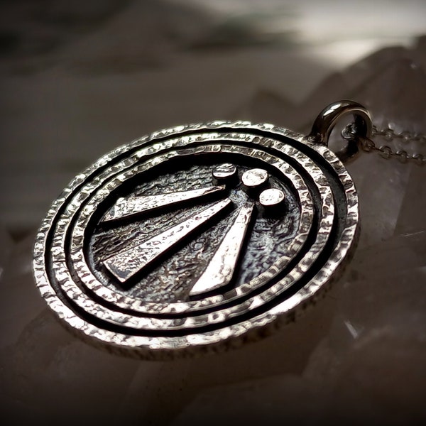 Order of Bards Ovates Druids Pendant, Silver OBOD Ancient Celtic, Three Rays of Light Awen Pagan Necklace