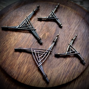 Saint Brigid Three-Arm Cross Imbolc Sterling Silver Pendant, Wiccan Pagan Mystic Symbol Necklace