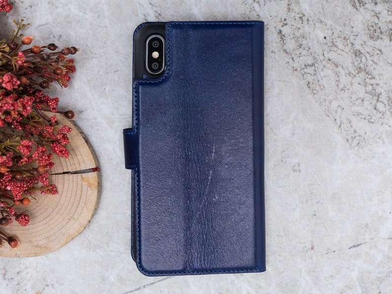 Handmade iPhone XS Max Case. Genuine Leather iPhone XS Max Case Magnetic Detachable Wallet With Card Slots iPhone XS Max Leather Cover