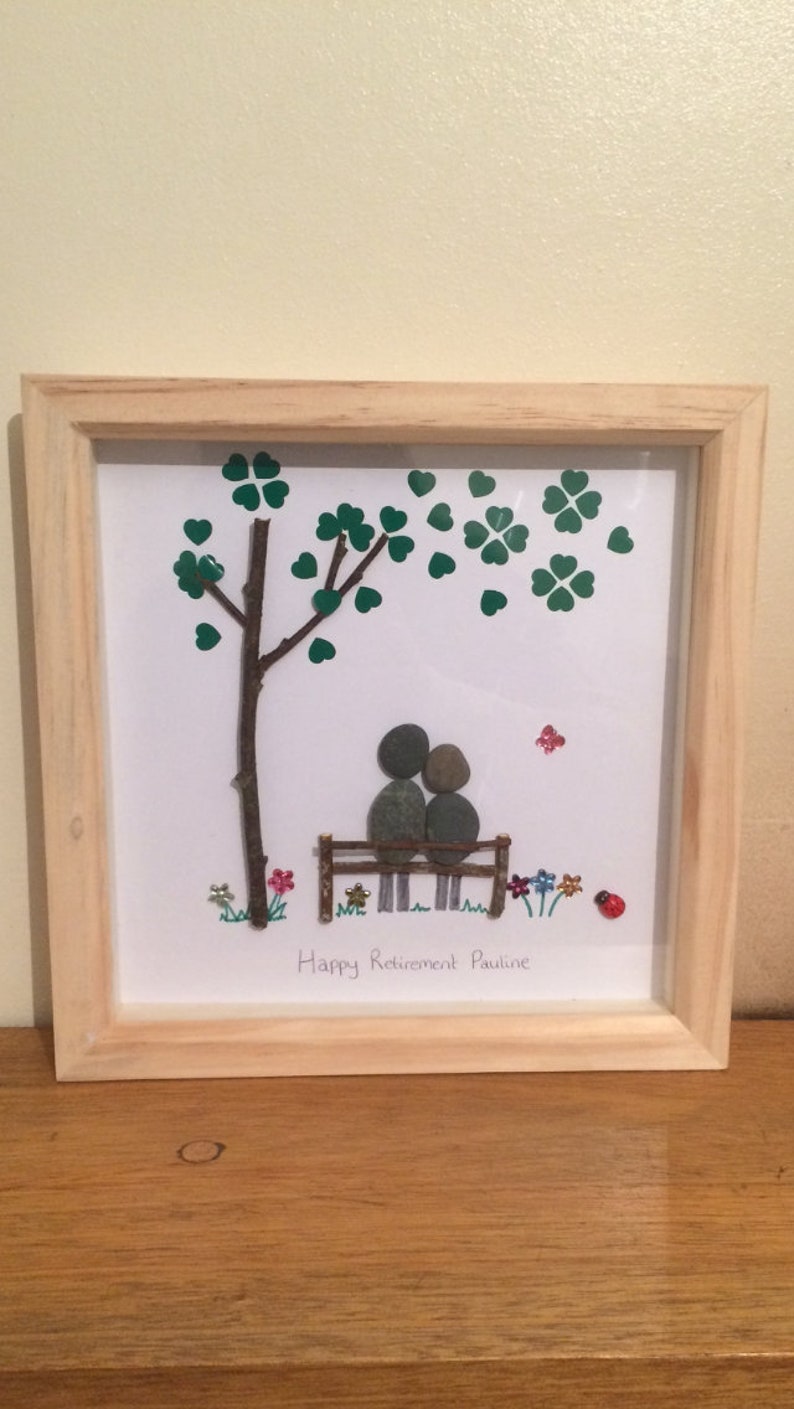 Retirement Gift, Pebble Art, Retirement Pebble Art, Pebble Picture
