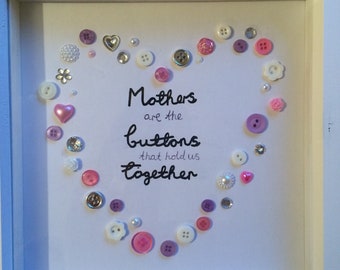 button picture, button art, heart picture, mothers day gift, birthday gift, christmas gift,