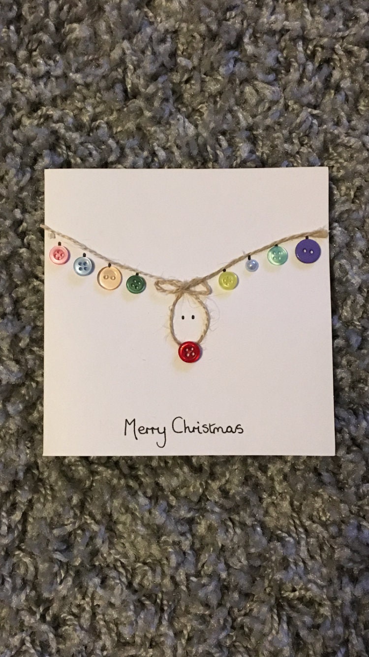 Handmade Christmas cards, reindeer, button cards, unique gift, Christmas, cards, handmade item