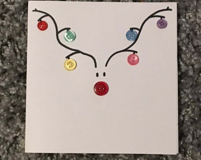 Handmade Reindeer Christmas Cards: Button Nose, Set of 6 - Etsy