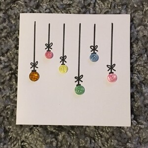 Cartes de Noël faites main, cartes à boutons, boules, paquet de 6 cartes, cartes, boutons