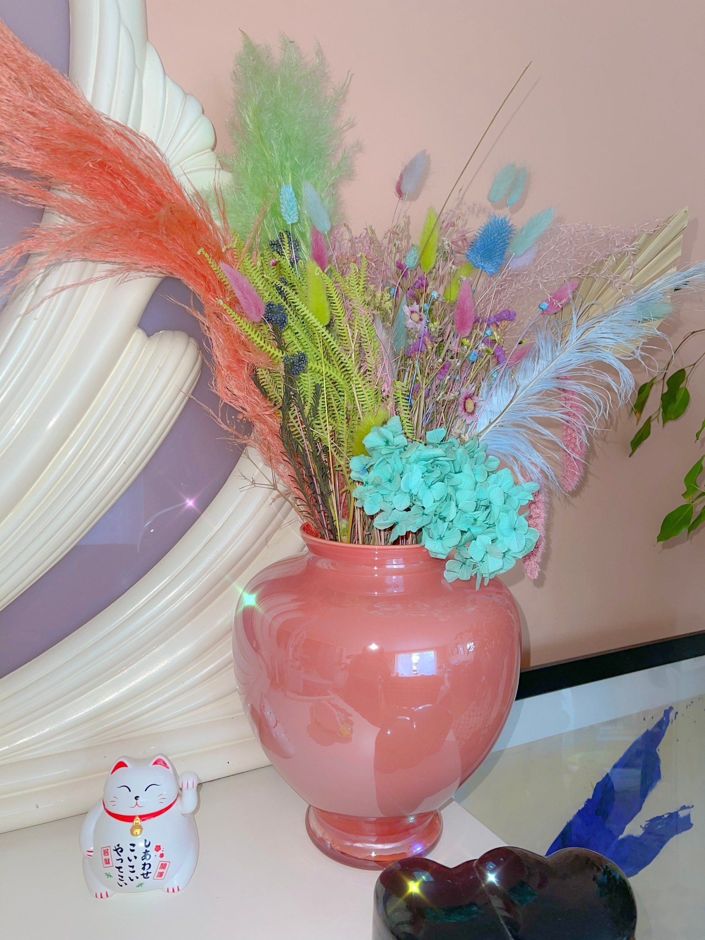 Magnifique Vase Nacré Couleur Corail